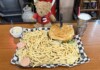Garage Cafe Hemi Cheeseburger Challenge Lots of Fries Notus Idaho