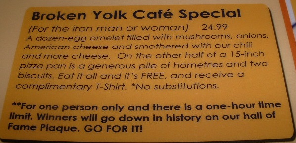 Broken Yolk Iron Man Challenge Rules