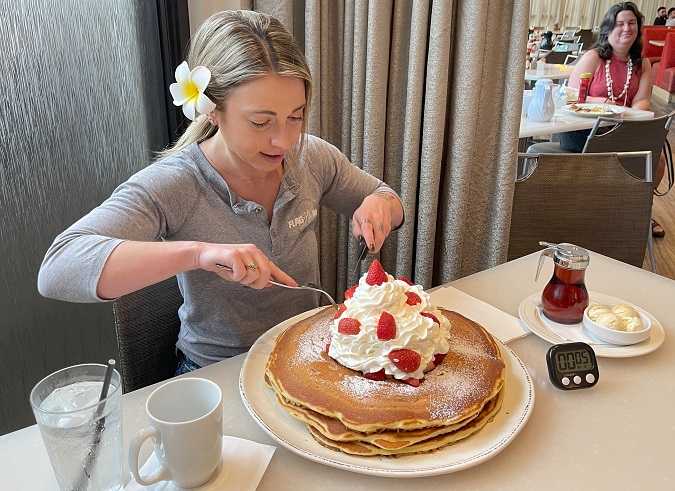 MAC 247 Man vs Food Pancake Challenge Waikiki Katina Eats KIlos