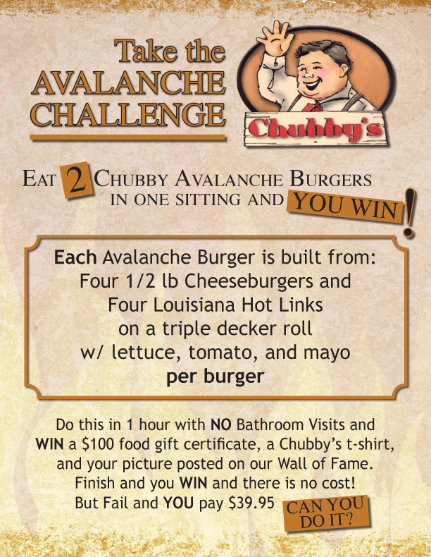 Chubby's Avalanche Burger Challenge