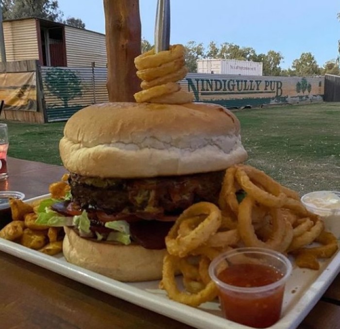 Nindigully Pub's "Road Train" Burger Challenge