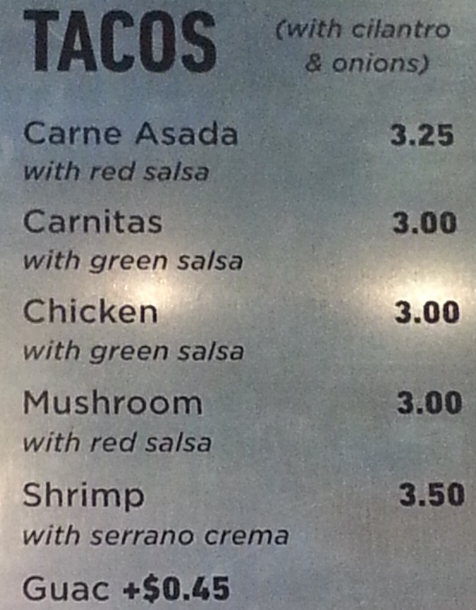 Otto's Taco Choices