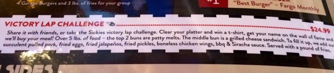 Sickies Garage’s Victory Lap Burger Challenge Rules