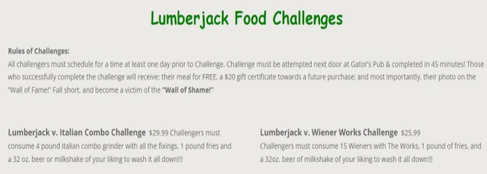 Gator's Pub's Italian Combo Sandwich Challenge Rules