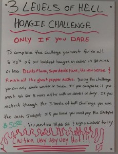 Meathead’s Deli’s 3 Levels Of Hell Hoagie Challenge Rules