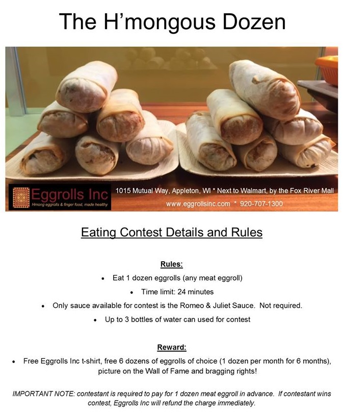 Eggrolls Inc Dozen Eggroll Challenge Rules