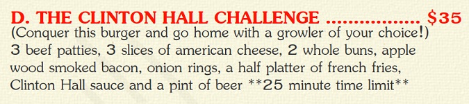 The Clinton Hall Burger Challenge
