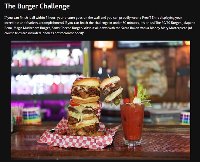 Sam's Tavern Burger Challenge Description