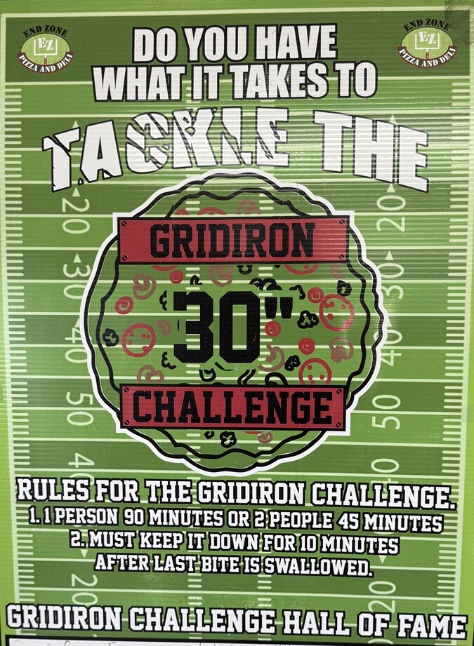 End Zone 30 Inch Gridiron Pizza Challenge Augusta Maine Promo