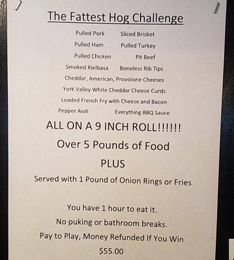 Fattest Hog BBQ Sandwich Challenge Description