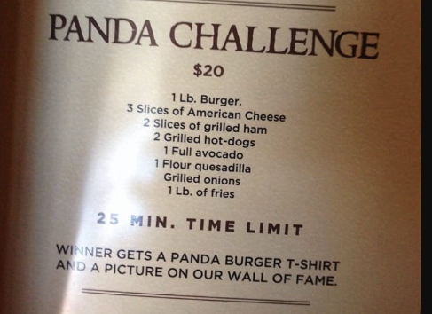 Panda Burgers' Panda Burger Challenge