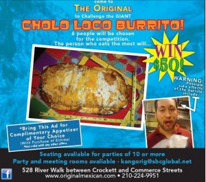 Original Mexican Restaurant's "El Cholo Loco" Burrito Challenge