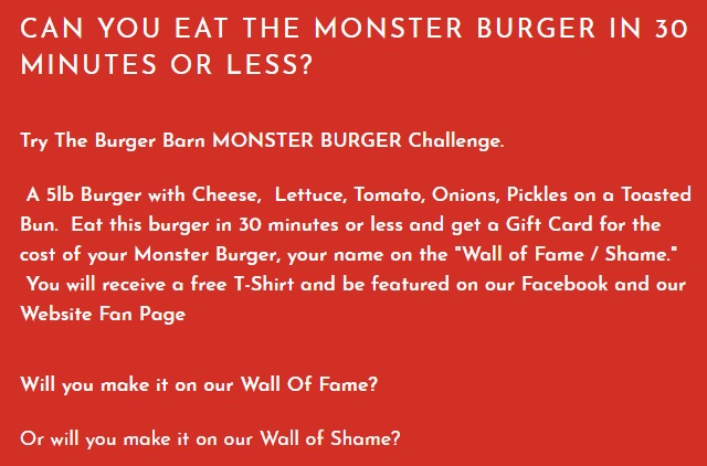 Burger Barn Burger Challenge Texas Description