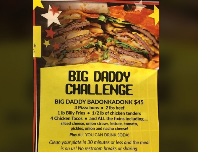 Daddy Billy's "Big Daddy" Pizza Burger Challenge