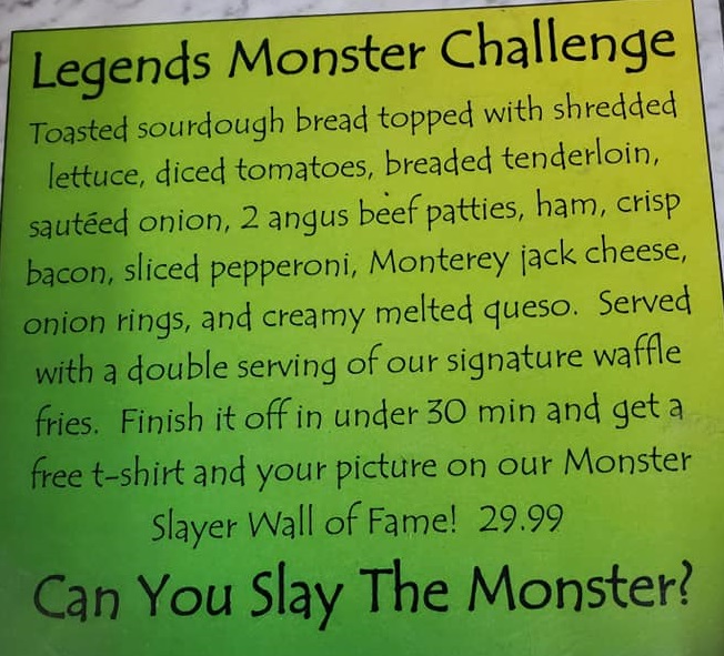 Legends Monster Sandwich Challenge Description