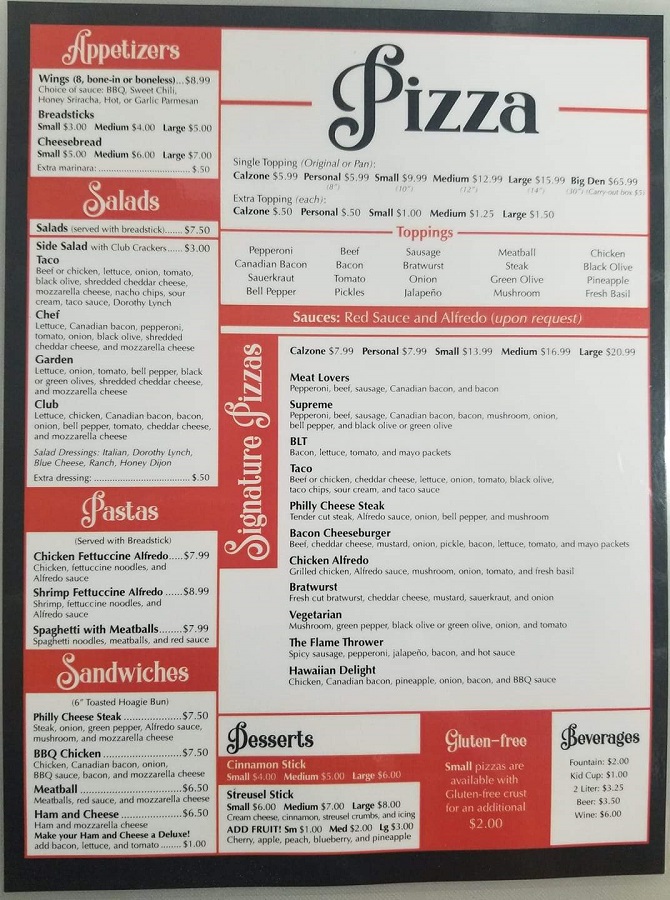Oskaloosa Pizza Den 30 inch Pizza Challenge Menu