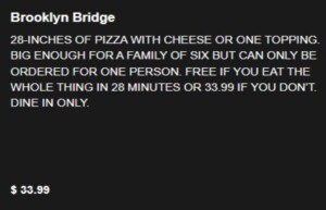 Caliente Brookyln Bridge Pizza Description