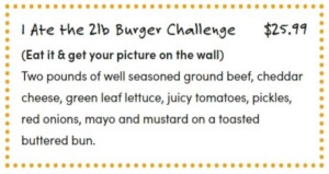 Mark's Outing's Burger Challenge Rules