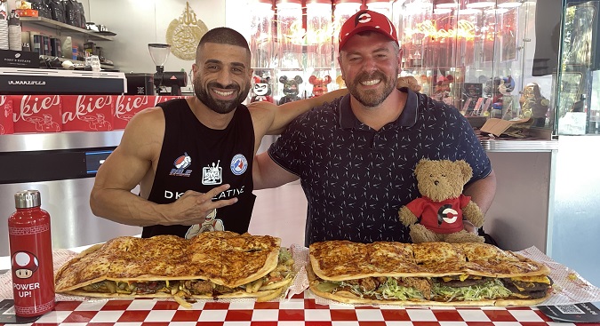 Sneakies 3.5kg Pizza Burger Challenge Randy James Webb