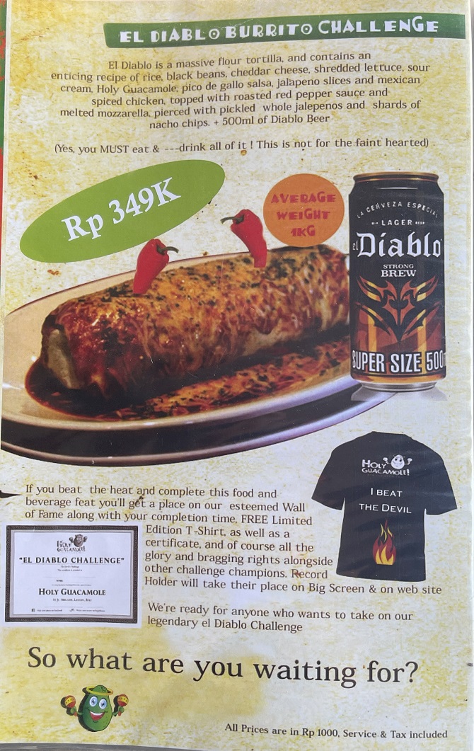 Holy Guacamole Burrito Challenge Description Bali