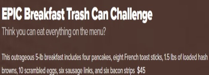 EPIC's "Trash Can" Breakfast Challenge Rules