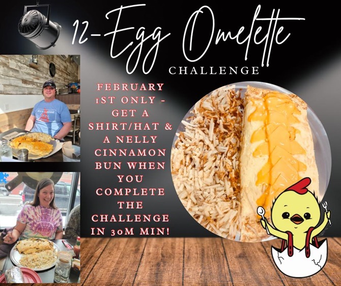Cracked Egg 12 Eggs Omelet Challenge Advertisement Laurel MT
