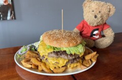 Inside Rock Cafe Norwegian Triple Cheeseburger Challenge Bergen Norway
