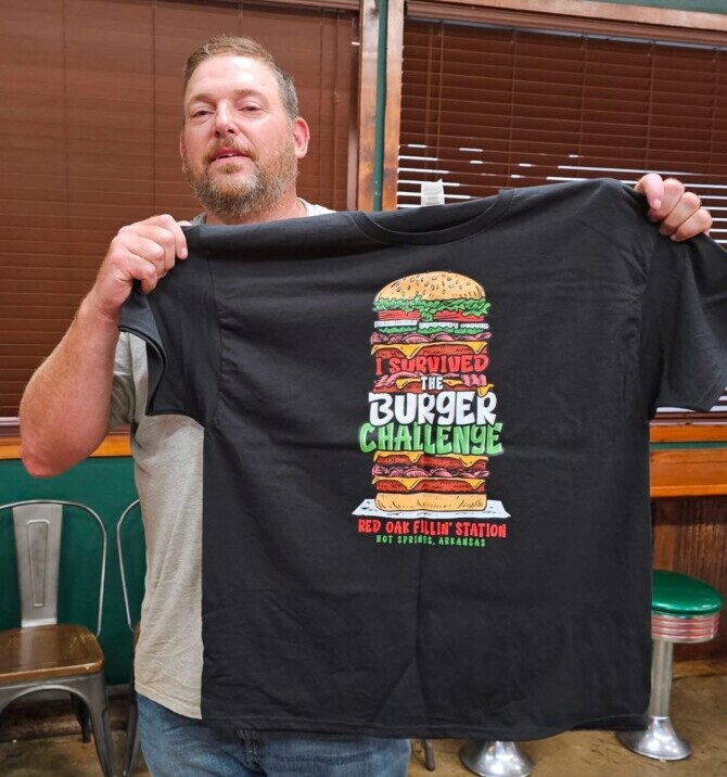 Red Oak Fillin' Station's "The NICK" Burger Challenge Shirt