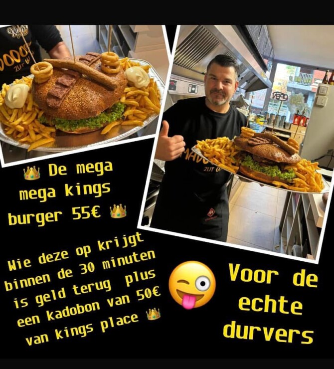 King's Place's "Mega Mega" Burger and Fries Challenge