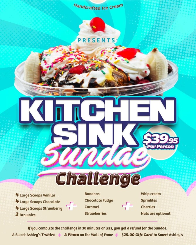 Sweet Ashley's Ice Cream's "Kitchen Sink" Ice Cream Sundae Challenge