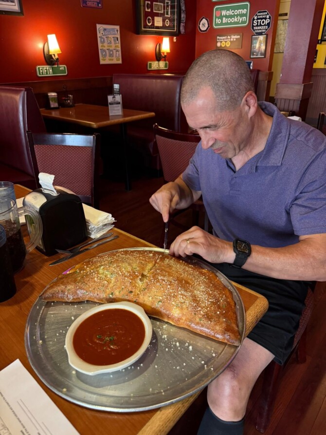 NYPD Pizza Winter Garden's "Big Zoni" Calzone Challenge Piche Eats Pounds