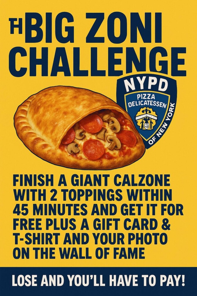 NYPD Pizza Winter Garden's "Big Zoni" Calzone Challenge