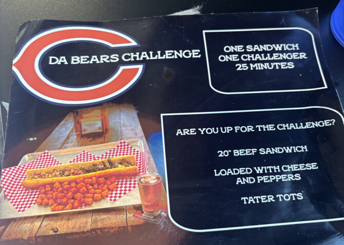 Rush Off Main's "Da Bears" Sandwich Challenge