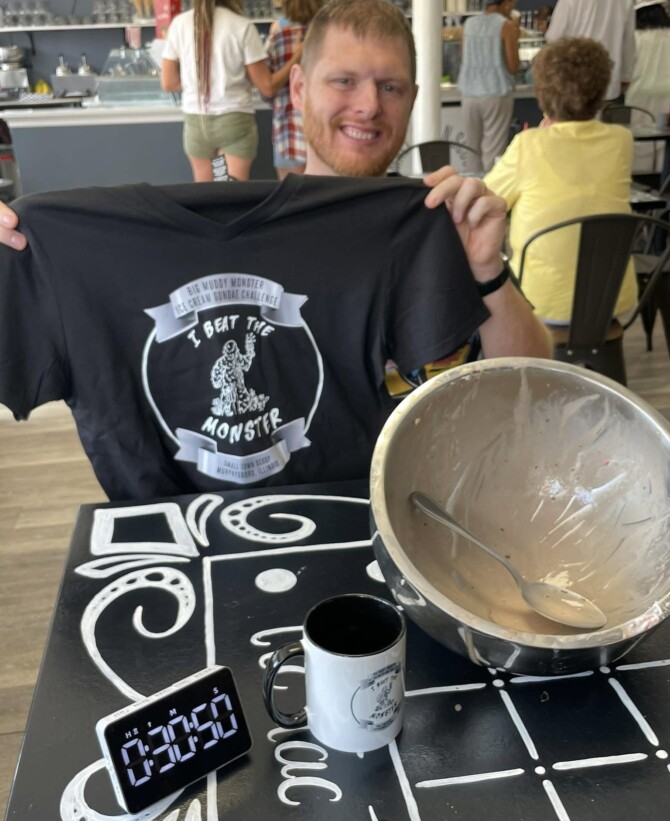 Small Town Scoop's "Big Muddy Monster" Ice Cream Challenge