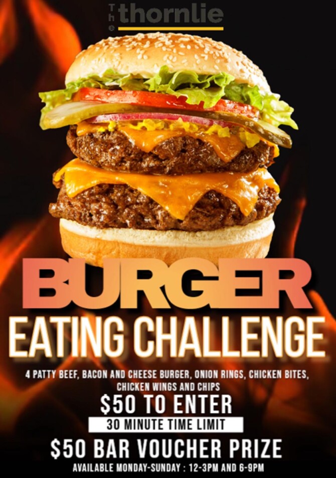 Thornlie Sports Bar's Burger Eating Challenge