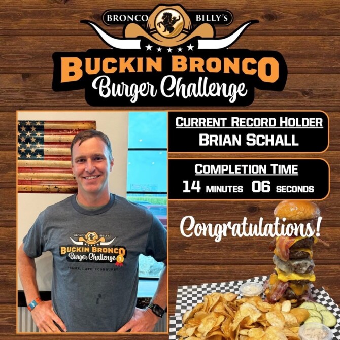 Bronco Billy's Saloon & Grill's "Buckin' Bronco" Burger Challenge