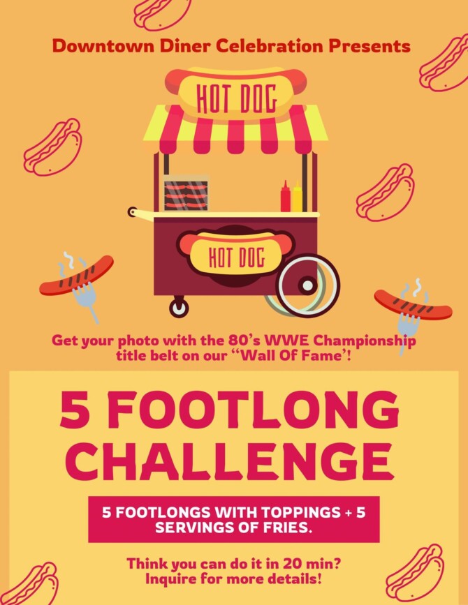 Downtown Diner's "5 Footlong" Hot Dog Challenge