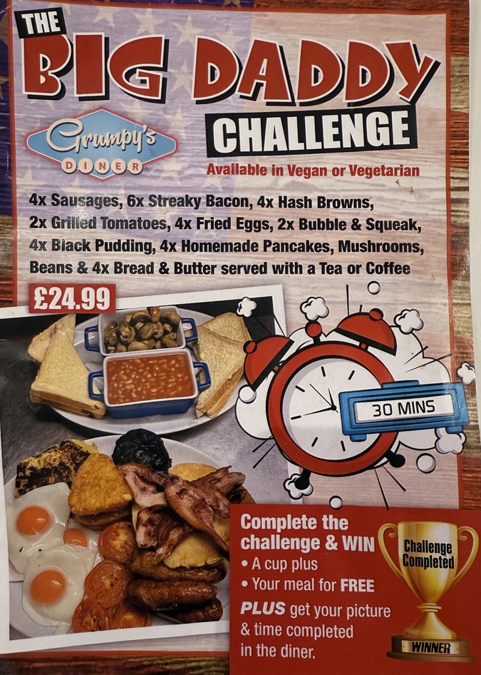 Grumpys Diner Big Daddy Breakfast Challenge Southend Promo