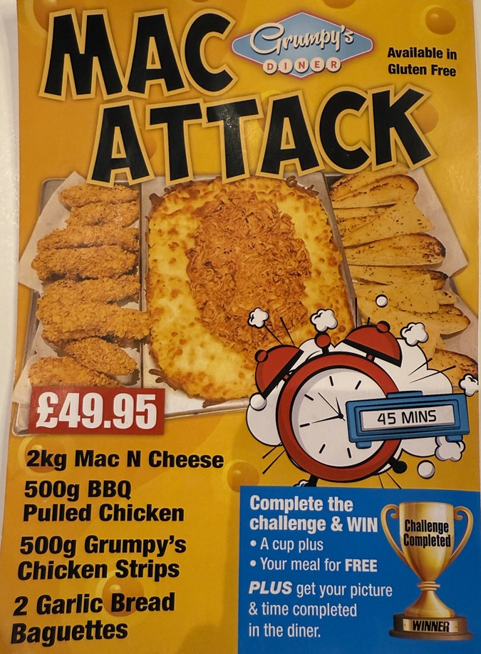 Grumpys Diner Mac Attack Challenge Southend Promo