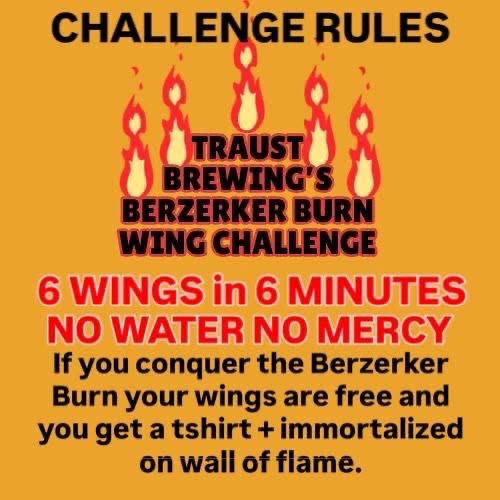 Traust Brewing Company's "Berzerker Burn" Spicy Wing Challenge
