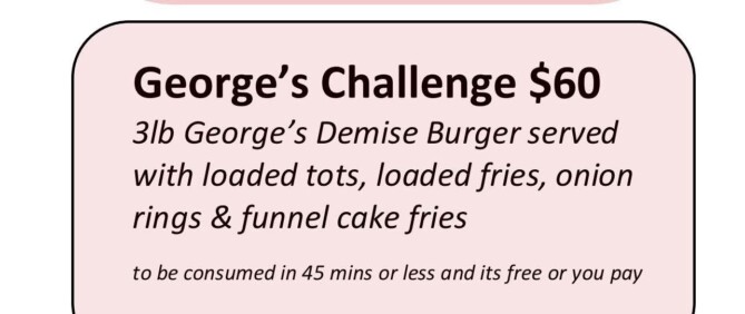 The George Tavern's "George's" Burger Challenge