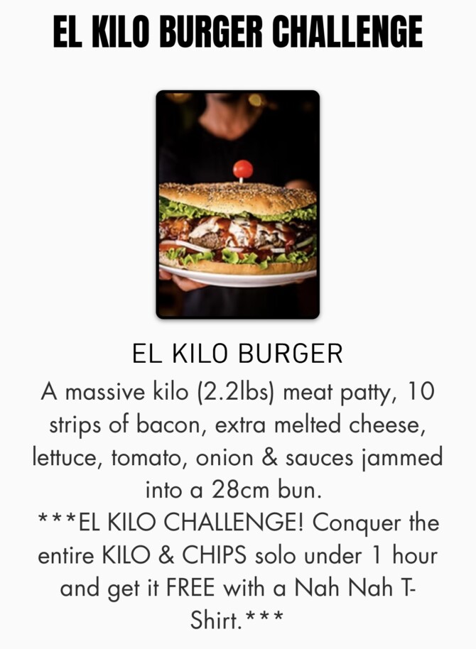 Nah Nah Bah's "El Kilo" Burger Challenge